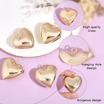 5Pcs Heart Brass Pendants KK-BBC0025-58B-1