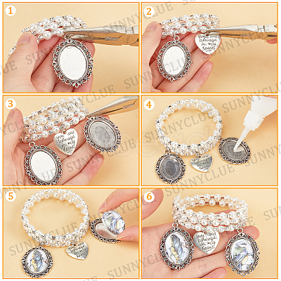 DIY Blank Oval Wedding Bouquet Charm Making Kit DIY-SC0025-07A-1