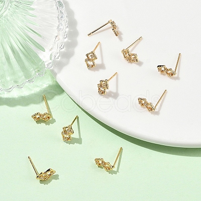 SHEGRACE Brass Micro Pave Clear Cubic Zirconia Stud Earring XGRQ4N172-729G-1