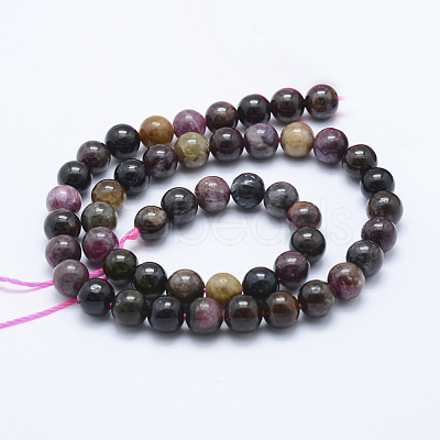 Natural Tourmaline Beads Strands G-J373-12-8mm-1