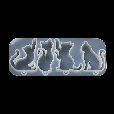 Cat Shape Pendant DIY Silhouette Silicone Mold X1-DIY-K067-02B-1