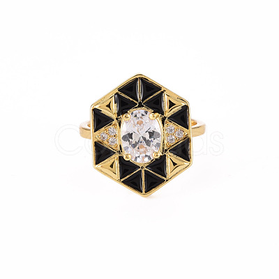 Brass Micro Pave Clear Cubic Zirconia Cuff Rings RJEW-S045-084E-NR-1