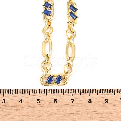 7MM Brass Pave Cubic Zirconia Figaro Chain Necklaces NJEW-D324-05G-06-1