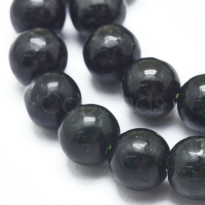 Natura Myanmar Black Jade Beads Strands G-D0001-06-8mm-1