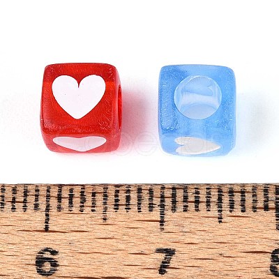 Spray Painted Transparent Acrylic Beads OACR-N140-02-1