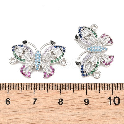 Brass Micro Pave Colorful Cubic Zirconia Connector Charms CU-CBA908F-04P-05-1