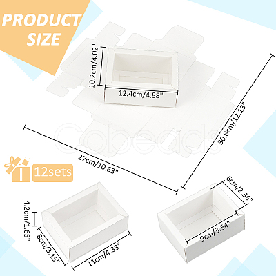 Foldable Paper Drawer Boxes with Clear Plastic Cover CON-WH0095-68B-03-1