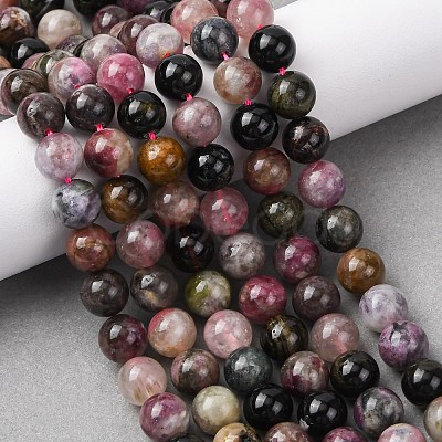 Natural Multicolor Tourmaline Round Bead Strands G-I162-01-8mm-1