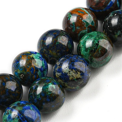 Natural Azurite Beads Strands G-P503-8MM-09-1