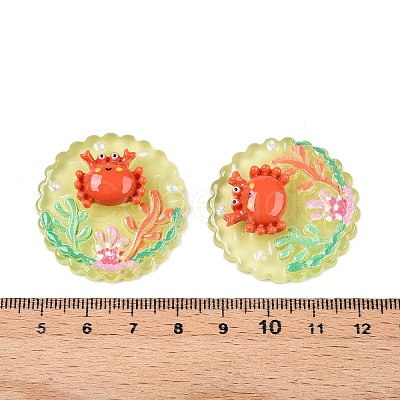 Ocean Theme Flat Round Resin Cabochons CRES-T025-02I-1