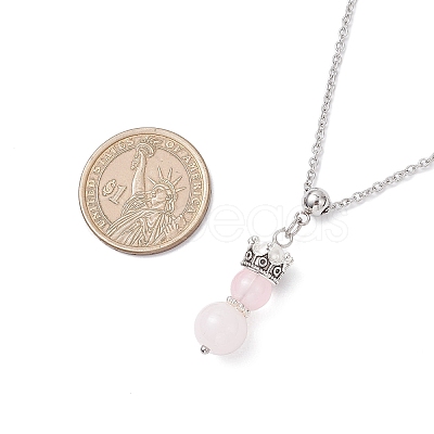6Pcs 6 Colors Handmade Glass Beaded Prince with Crown Pendant 304 Stainless Steel Cable Necklaces for Women NJEW-JN05447-1