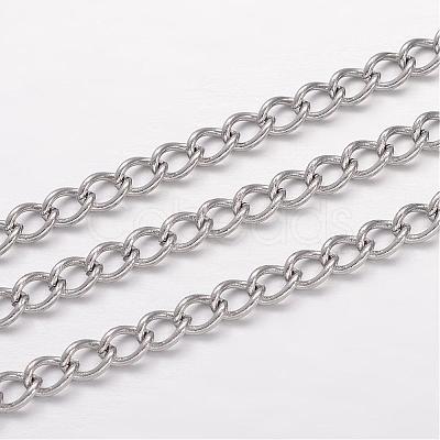 Tarnish Resistant 304 Stainless Steel Curb Chains CHS-K004-11P-0.6mm-1