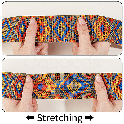 2.5Yards Rhombus Vintage Jacquard Polyester Ribbon OCOR-CY0004-48B-1