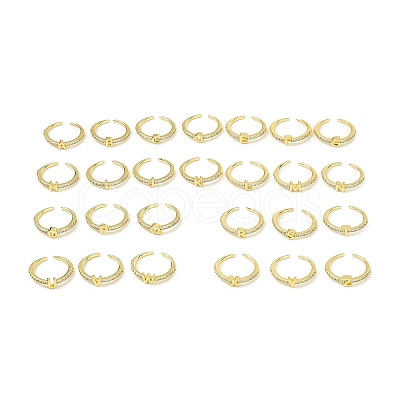 Clear Cubic Zirconia Initial Letter Open Cuff Ring RJEW-H120-09G-1