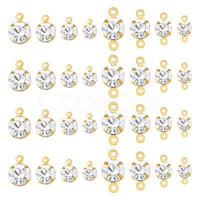 DIY Flat Round Brass Rhinestone Connector Charms & Pendant Jewelry Making Findings Kits DIY-GA0001-69G-1