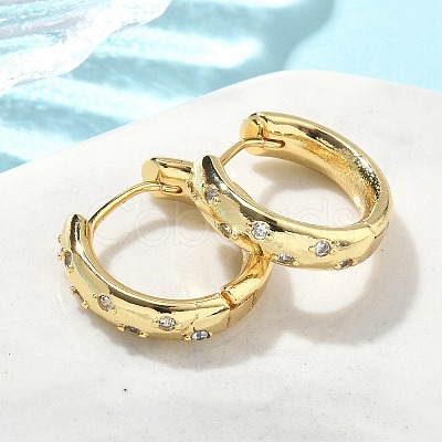 Brass Micro Pave Clear Cubic Zirconia Hoop Earrings EJEW-A132-17G-1