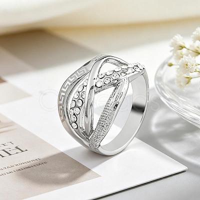 Multi Layered Zinc Alloy Rhinestone Finger Rings for Women IA4421-4-1