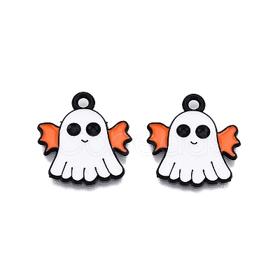 Halloween Theme Spray Painted Alloy Enamel Pendants ENAM-T020-09G-1