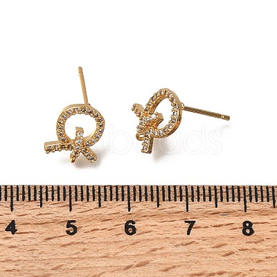 Ring Brass Micro Pave Cubic Zirconia Stud Earring Findings KK-B152-02G-1