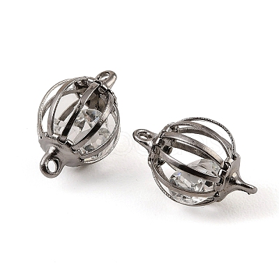 Iron Hollow Lantern Bead Cage Connector Charms IFIN-N014-02B-1