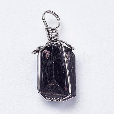 Natural Black Tourmaline Pendants G-G681-15-1