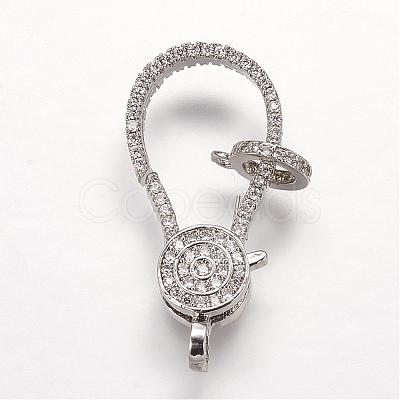 Brass Micro Pave Cubic Zirconia Lobster Claw Clasps ZIRC-G095-54P-1