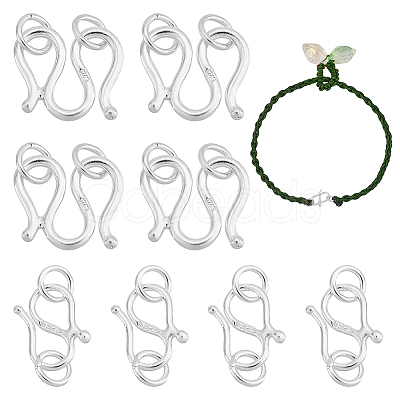 8Pcs 2 Styles 925 Sterling Silver Hook and S-Hook Clasps STER-PH0001-83-1