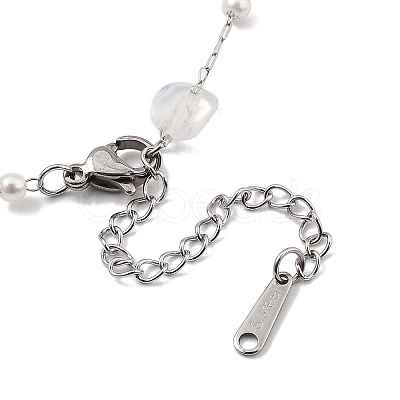Opalite Nuggets Link Chain Necklaces NJEW-H041-06P-02-1