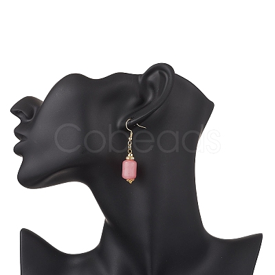 3 Pairs 3 Styles Natural Rhodochrosite Dangle Earrings EJEW-JE06631-1