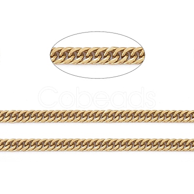 3.28 Feet Ion Plating(IP) 304 Stainless Steel Diamond Cut Curb Chains X-CHS-F013-02G-1
