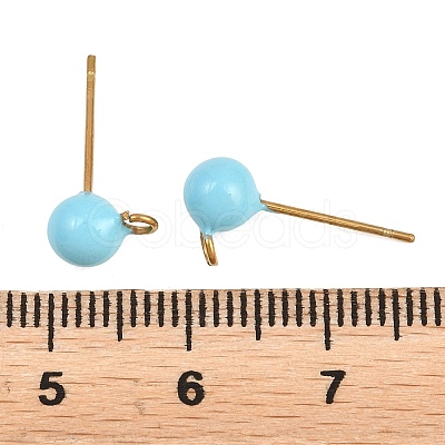 304 Stainless Steel Enamel Stud Earring Findings STAS-D265-07G-1