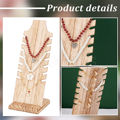 Wooden Slant Back Necklace Display Board NDIS-WH0016-04B-03-1