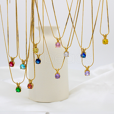 Real 18K Gold Plated 201 Stainless Steel Pendant Necklaces CP2918-5-1