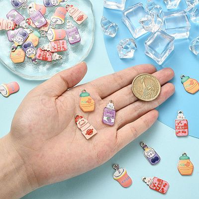 30Pcs 6 Styles Alloy Enamel Pendants ENAM-CJ0003-51-1