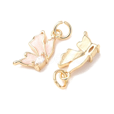 Brass Micro Pave Clear Cubic Zirconia with Enamel Charms CU-K002-50G-M-1