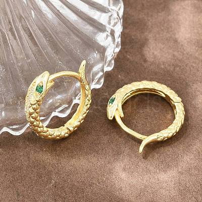 Brass Micro Pave Cubic Zirconia Hoop Earrings KK-CBAD104-04G-B-1