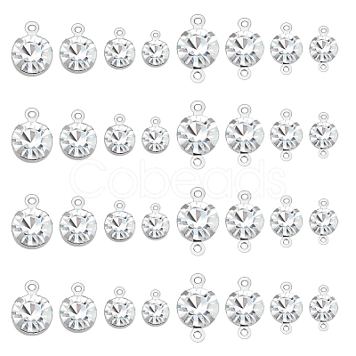 DIY Flat Round Brass Rhinestone Connector Charms & Pendant Jewelry Making Findings Kits DIY-GA0001-69P-1