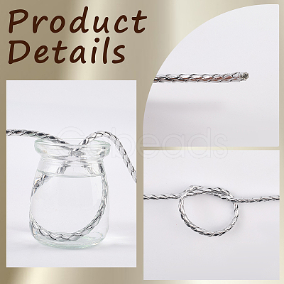 5M Braided Round PU Leather Jewelry Cord OCOR-GF0004-96A-04-1
