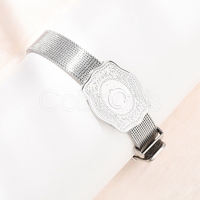 304 Stainless Steel Watch Band Chain Bracelets for Women Men BJEW-P386-09P-C-1