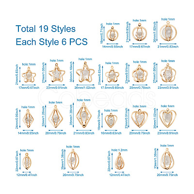 114 Pcs 19 Styles Alloy Pendants FIND-TA0001-31LG-1