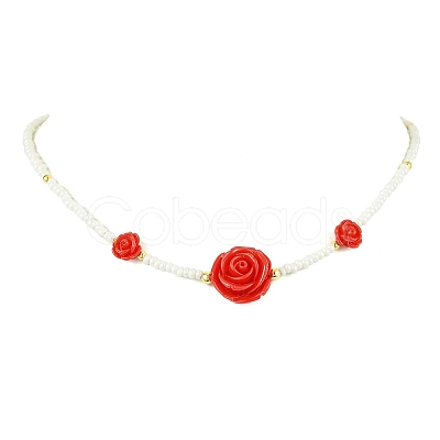 2Pcs 2 Colors Glass Seed Beaded Necklace Sets NJEW-MZ00053-1