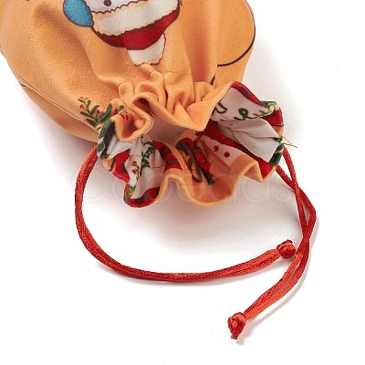 Christmas Theme Rectangle Cloth Bags with Jute Cord ABAG-P008-01D-1