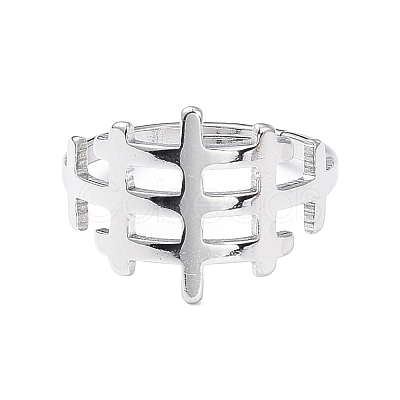 Non-Tarnish 304 Stainless Steel Hollow Out Rectangle Adjustable Ring for Women RJEW-I097-04P-1