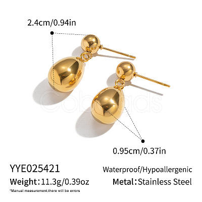 304 Stainless Steel Teardrop Stud Dangle Earrings for Women OR7893-1