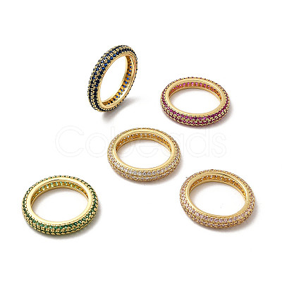 Brass Micro Pave Cubic Zirconia Finger Rings RJEW-P166-10G-1