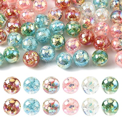 12Pcs Transparent Inner Flower Acrylic Beads RESI-YW0004-86A-1