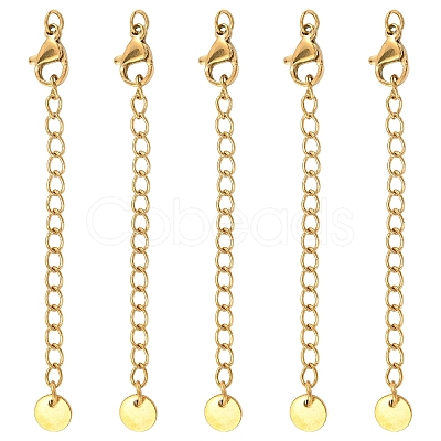 5Pcs 304 Stainless Steel Curb Chain Extender STAS-YW0003-60G-1