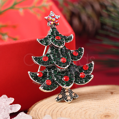 Christmas Theme Zinc Alloy Rhinestone Brooches for Backpack Clothes LK8386-18-1