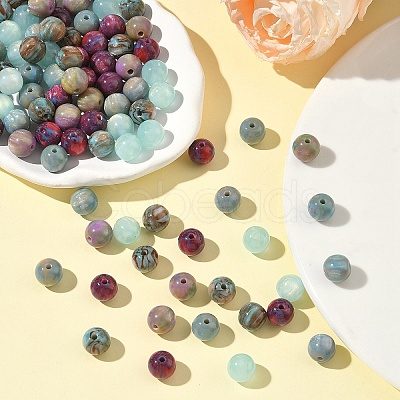100Pcs 5 Colors Resin Beads RESI-YW0005-50-1