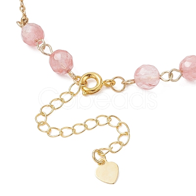 Cherry Quartz Glass Beads Link Bracelets BJEW-JB12777-1